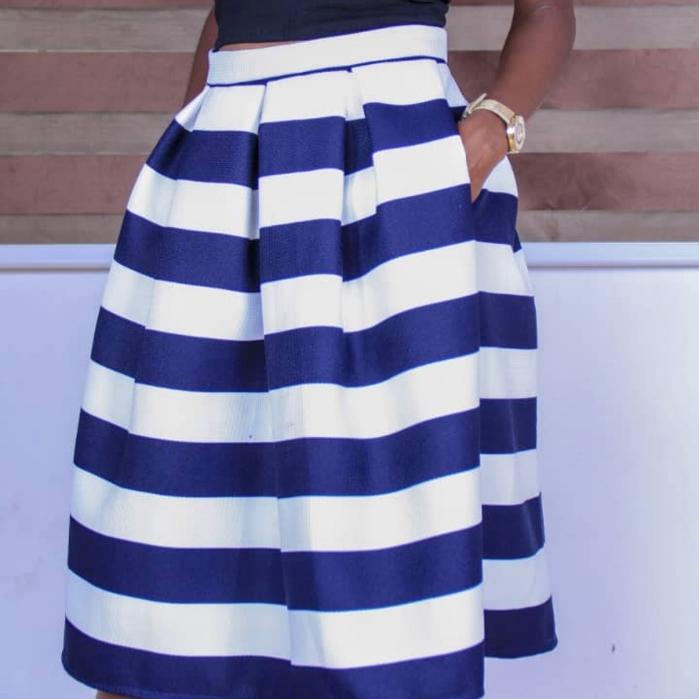 Skirts, striped skirts,chic skirt, blue and white